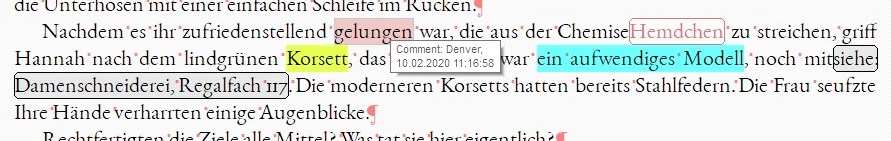 Inline-Kommentare bei Scrivener