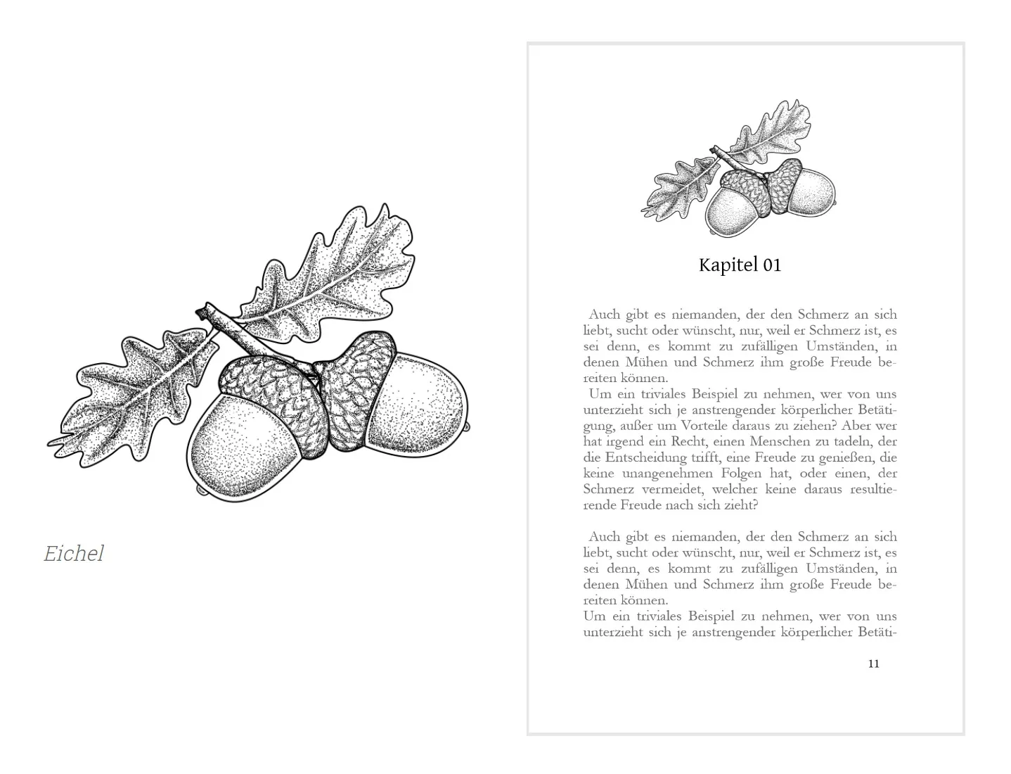 Weiteres Beispiel für Kapitelzierde mit Eicheln von Jonna Enders