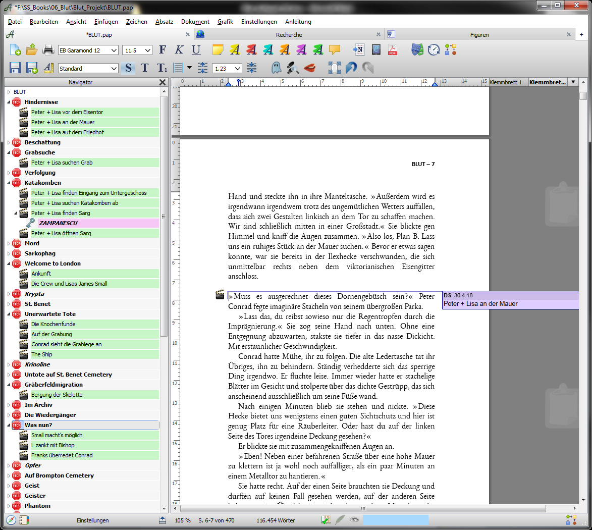 Kapitel und Szenen im Papyrus Navigator Ganztextverarbeitung