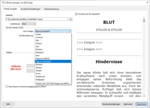 Exportfunktionen bei Papyrus
