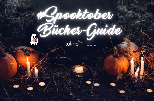 Spooktober-Bücherguide 2023 Bild mit Kerzen und Kürbissen