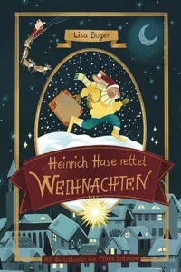 Kinderbuch-Cover mit einem als Weihnachtsmann verkleidetem Hasen und Dächern