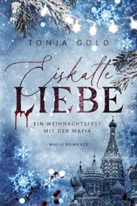 dunkelblaues Cover mit Tannenzweigen, Schneeflocken und einem Turm