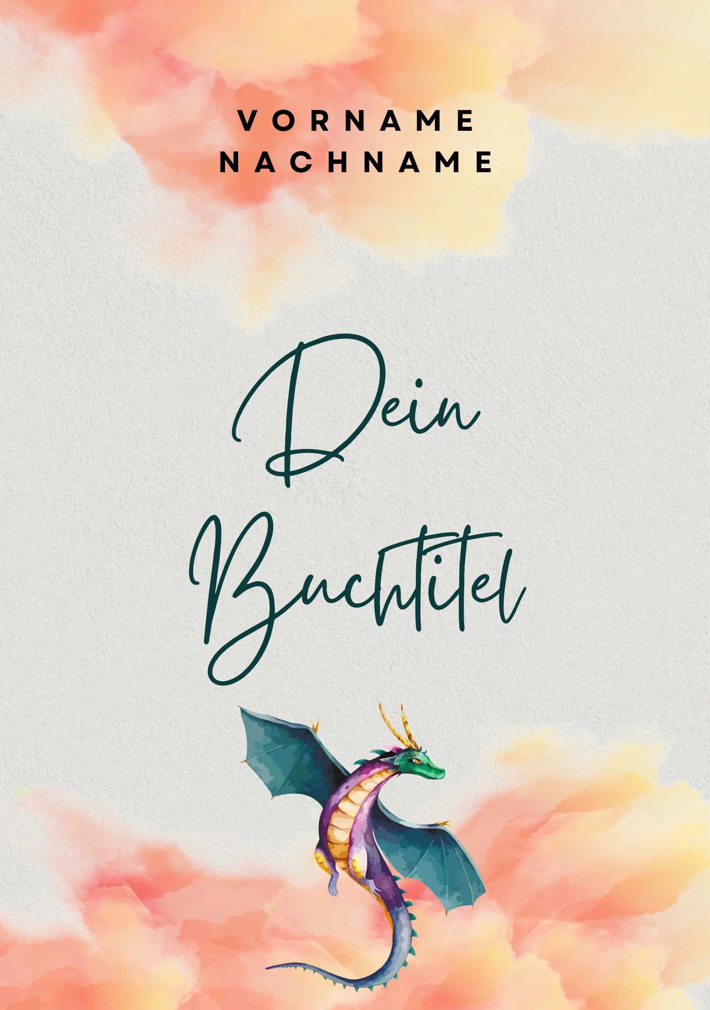 Beispielbild eines möglichen Buchcovers aus dem Genre Fantasy, mit einem Drachen.