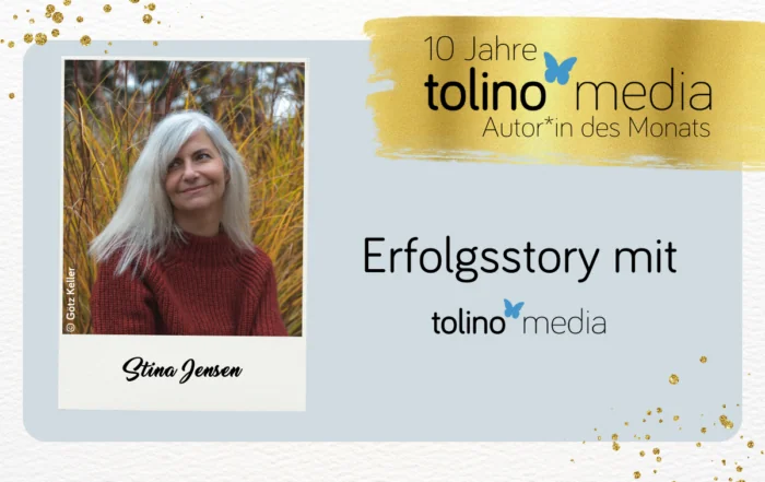 Blogbeitragsbild zur Autorin des Monats Februar mit Autorenfoto von Stina Jensen